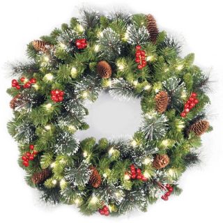 Pre Lit Crestwood Spruce Christmas Wreath at Brookstone—Buy Now