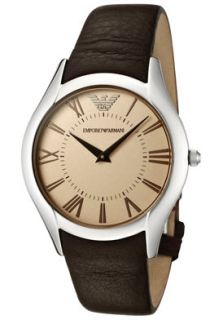 Emporio Armani AR2042 Watches,Mens Beige Dial Brown Leather, Mens 