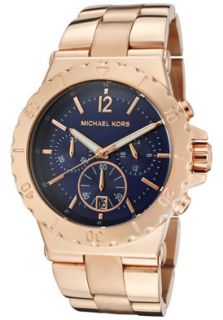 Mens Chronograph Navy Blue Dial Rose Gold Tone Ion Plated Stainless 