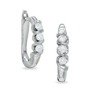 CTW. Diamond Three Stone Swirl Earrings in 14K White Gold   Zales