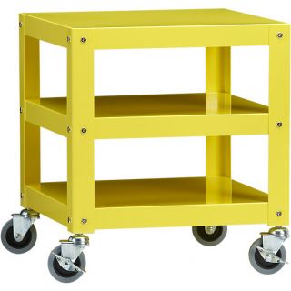 go cart yellow rolling table in office furniture  CB2