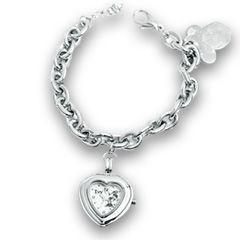 Ladies Personalized Disney Minnie Mouse Silver Tone Charm Bracelet 