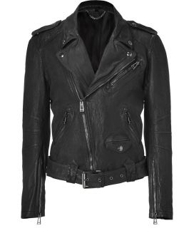 Belstaff Black Leather Turnbull Moto Jacket  Herren  Jacken 