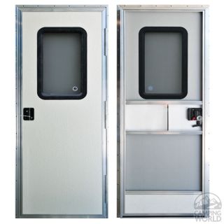Off White Square Corner RV Entrance Doors   Product   Camping World