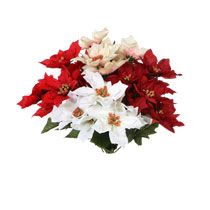 Home Floral Supplies & Decor Floral Arranging 7 Stem Poinsettia Bushes 
