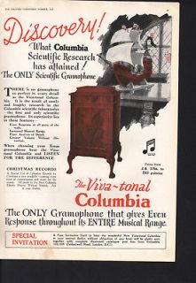 FP 1927 COLUMBIA VIVA TONAL GRAMOPHONE PHONOGRAPH MUSIC AD