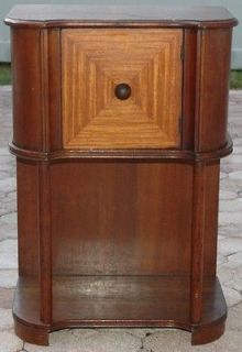 Beautiful Walnut Humidor Smoking Stand Table with Copper Inside Early 