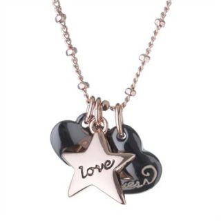 Guess Rose Gold/Black Reversible Triple Charm Necklace