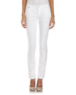 Ankle Cut Skinny Jeans, White   