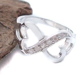 Infinity Connected Loving Heart CZ .925 Silver Ring 10