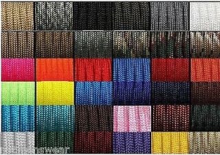 550 Paracord Mil Spec Type III 7 strand parachute cord 10 25 50 100 or 