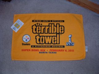 MYRON COPES OFFICIAL TERRIBLE TOWEL SUPER BOWL XLV 45 STEELERS PACKERS 