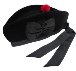 Brand New GLENGARRY Black Scottish Marching Piper Kilt Hat   All Sizes