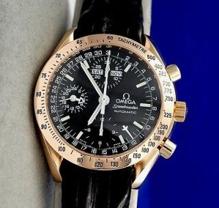 Mens Omega Speedmaster 18K ROSE GOLD Automatic Chronograph Watch 