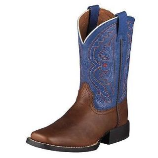   Kids Boys Quickdraw Pull On Cowboy Western Boots Brown/Blue 10001863