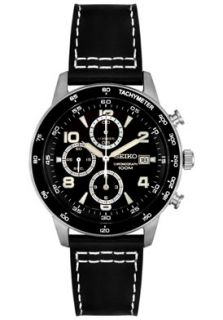 Seiko SND729P1 Watches,Mens Chronograph Black Leather, Mens Seiko 