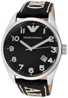 Emporio Armani AR0506 Watches,Mens Black Dial Black Canvas, Mens 