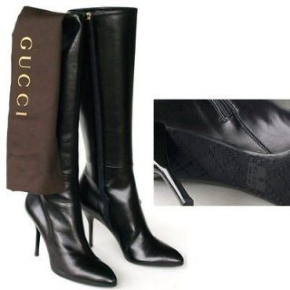 GUCCI New Designer Black High Heel Shoes Boots sz 6   36 Womens Made 