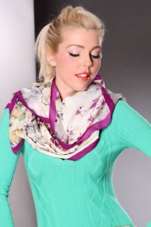Purple Painted Flower Bordered Scarf @ Amiclubwear scarf Online Store 