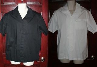 MENS PRADA XL WHITE BLACK BUTTON DOWN DRESS SHIRT S/S ZIPPER POCKET