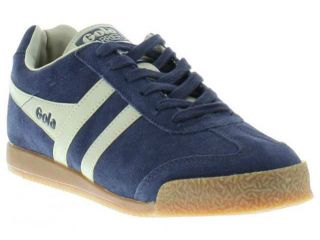 Gola Shoes Genuine Harrier Mens Classic Suede Trainer Navy Beige Sizes 