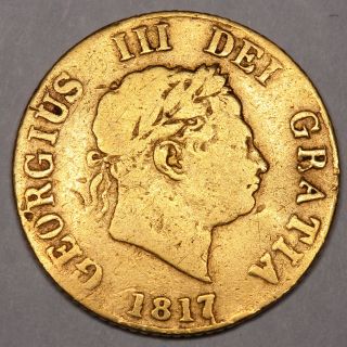 1817 KING GEORGE III GREAT BRITAIN GOLD HALF SOVEREIGN COIN