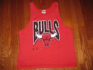   90s Chicago Bulls Tank Top T Shirt Hip Hop Red Mens L Made USA Hanes