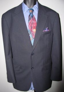 40R solid dark blue~2 button ~*Savile Row*~ 100% worsted wool suit 34W 
