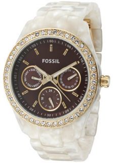 Fossil ES2794 Watches,Womens Stella White Crystal Brown Dial Ivory 