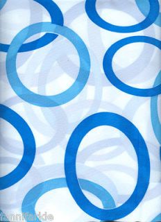 BLUE CIRCLES on WHITE FABRIC SHOWER CURTAIN ~ EXTRA LONG ~ 72 x 84 