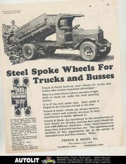   AB Coal Dump Truck French & Hecht Wheels Ad Davenport Iowa Springfield
