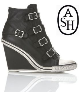 Ash Thelma Womens High Wedged Black Trainers