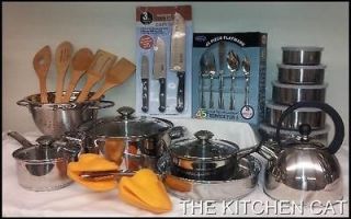   cooking set stainless steel cookware pc pot and pan nwb cooks w knives