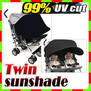 99%UVCUT 1X Twin Sunshade Sun Canopy Parasol for double pushchair 
