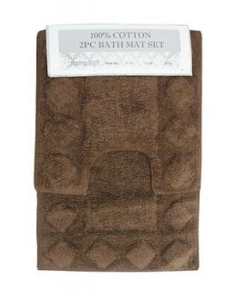 Newly listed 2 PC Modern Solid Brown Cotton Bathroom Set Mats Rug New