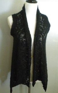 DECREE NEW Black Open Weave Sweater Swing Wrap Shrug Sleeveless Size 