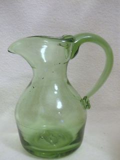 vintage green glass pitcher in Glassware