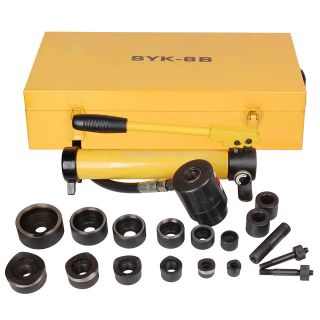 10 Ton Hydraulic Knockout Punch Driver Kit Hole Tool Hand Pump Conduit 