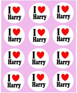 12 I LOVE HARRY STYLES Edible CUPCAKE TOPPERS PRECUT HEART ONE 