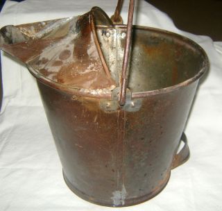Vintage Metal milk bucket w/spout & screen, rear handle, Dairy farm 
