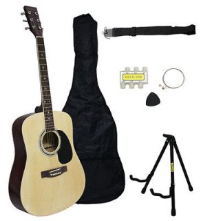   41 FULL SIZE COMBO PACK ADULT NATURA Acoustic Guitar +GigBag+Stand