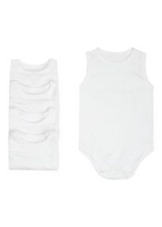 Matalan   5 Pack White Sleeveless Bodysuits