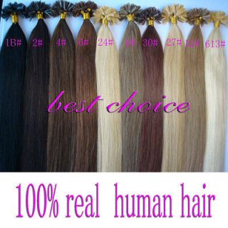  18 Nail U Tip 100% Real Human Hair Extension Black Brown Blonde
