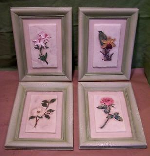 Set of 4 Flower Wall Hangings from TJ Max Rose, Lily, Dogwood 