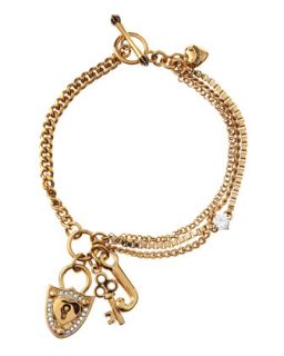 Lock Key Charm Bracelet, Golden   