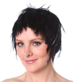 Wig Rooster Hackle Feathers Halloween Costume Punk Retro New BLACK