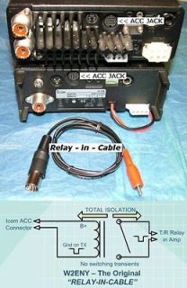 Icom IC 7000, 7200, 706, 703, 718, 78 Amp Relay Cable