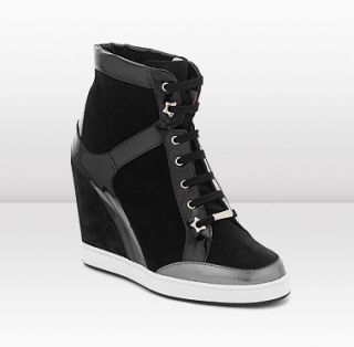 Jimmy Choo  Panama  Black Suede And Patent High Top Trainers 