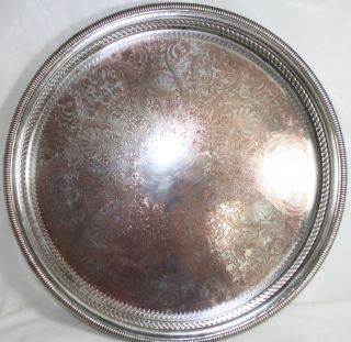 VTG International Silver Co Platter Tray Two Toned Silverplate 15 