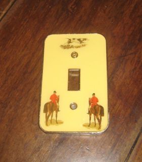 English Red Coats Horses Hunting Dog Brass Lightswitch Plate Bucklers 